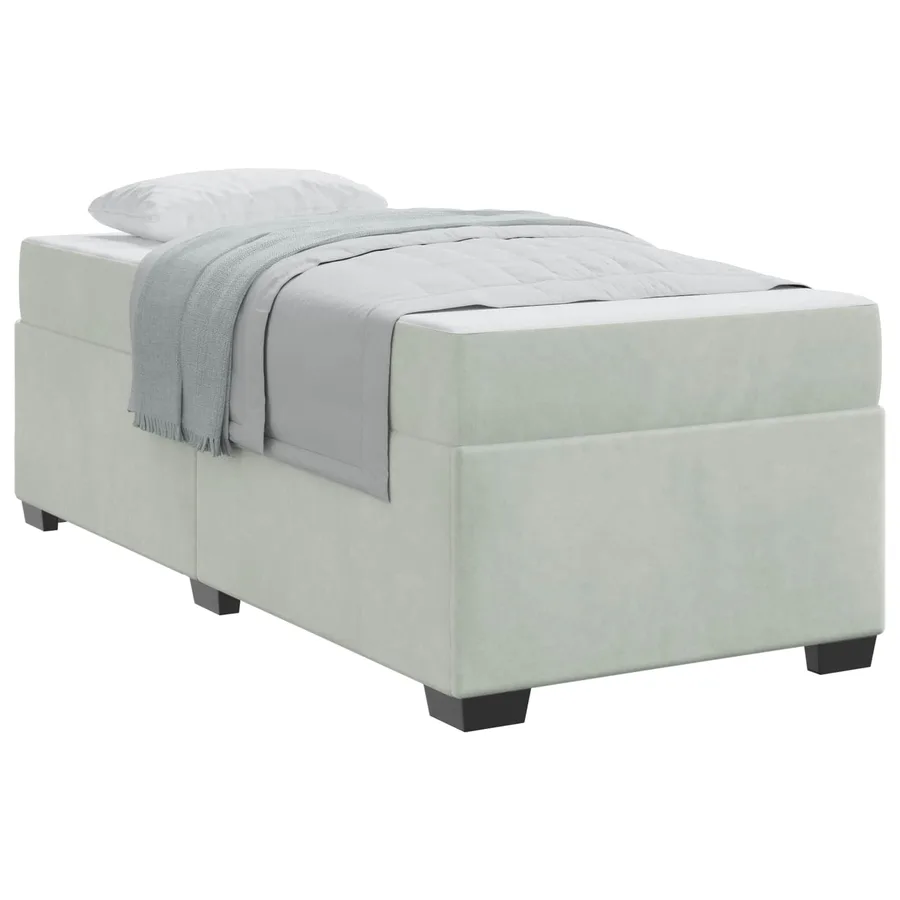 Cadre de lit avec matelas Gris clair 80 x 200 cm tissu - 2