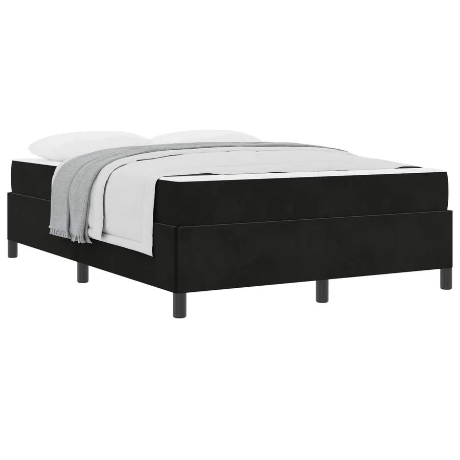 Cadre de lit avec matelas Noir 140 x 190 cm tissu - 2