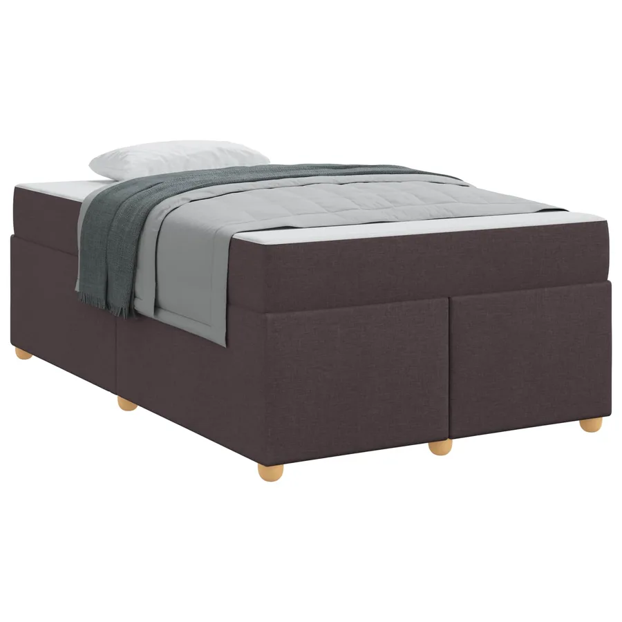 Cadre de lit avec matelas Marron foncé 120 x 190 cm tissu - 2