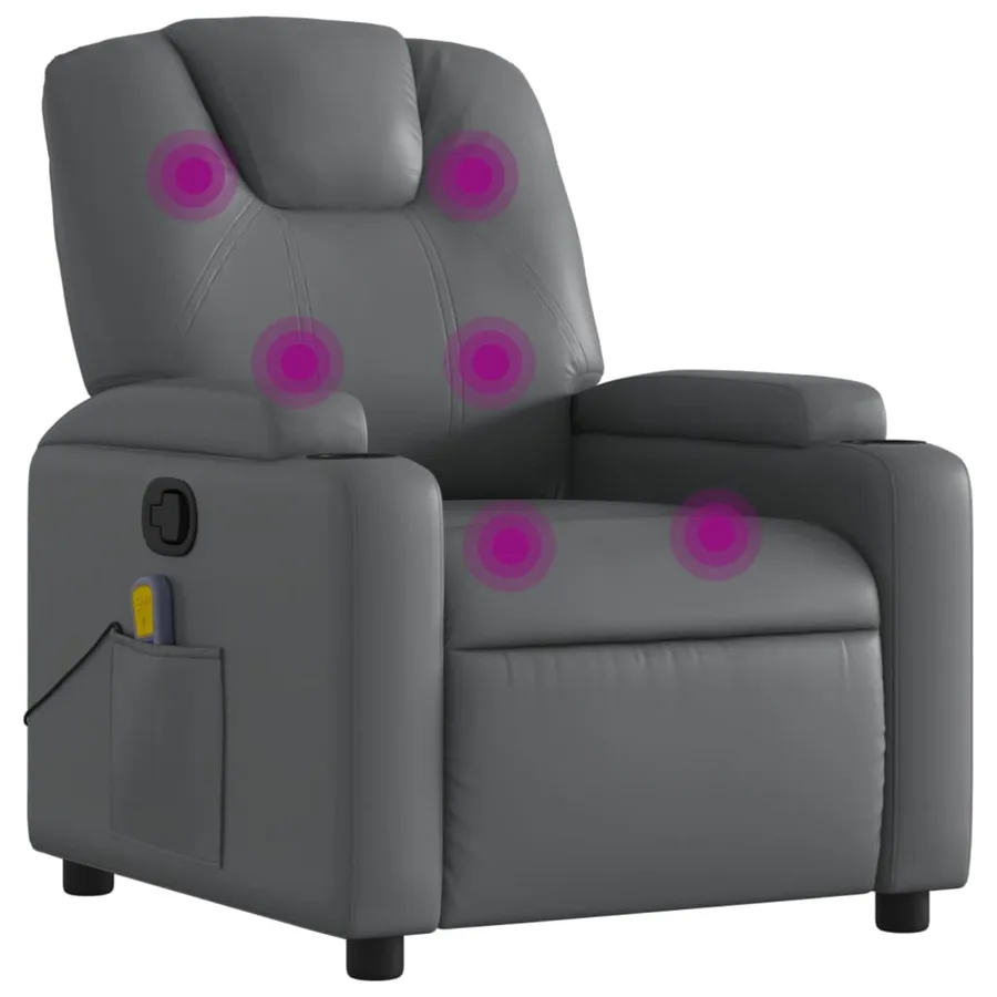 Fauteuil de massage inclinable gris similicuir - 2