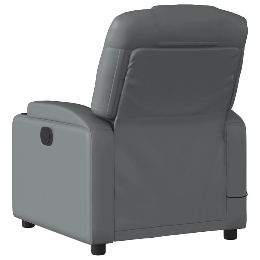 Fauteuil de massage inclinable gris similicuir - 4