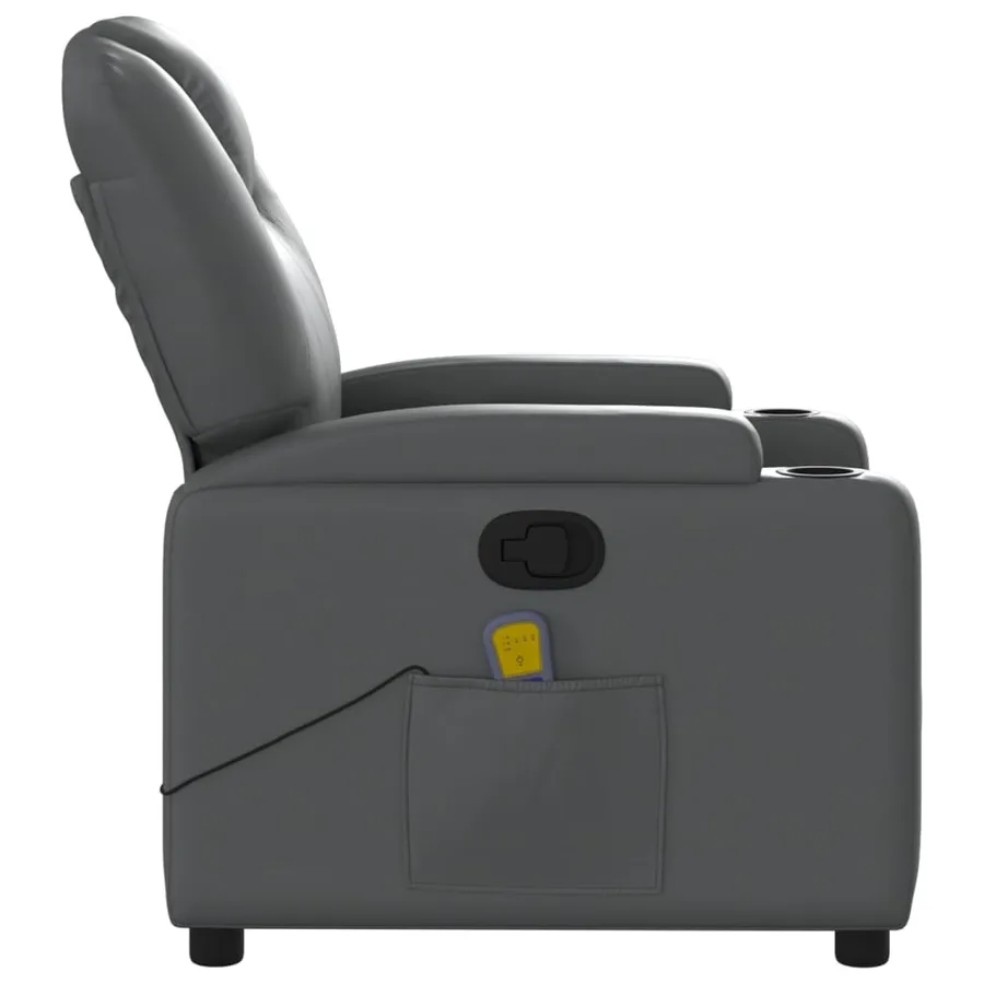 Fauteuil de massage inclinable gris similicuir - 8