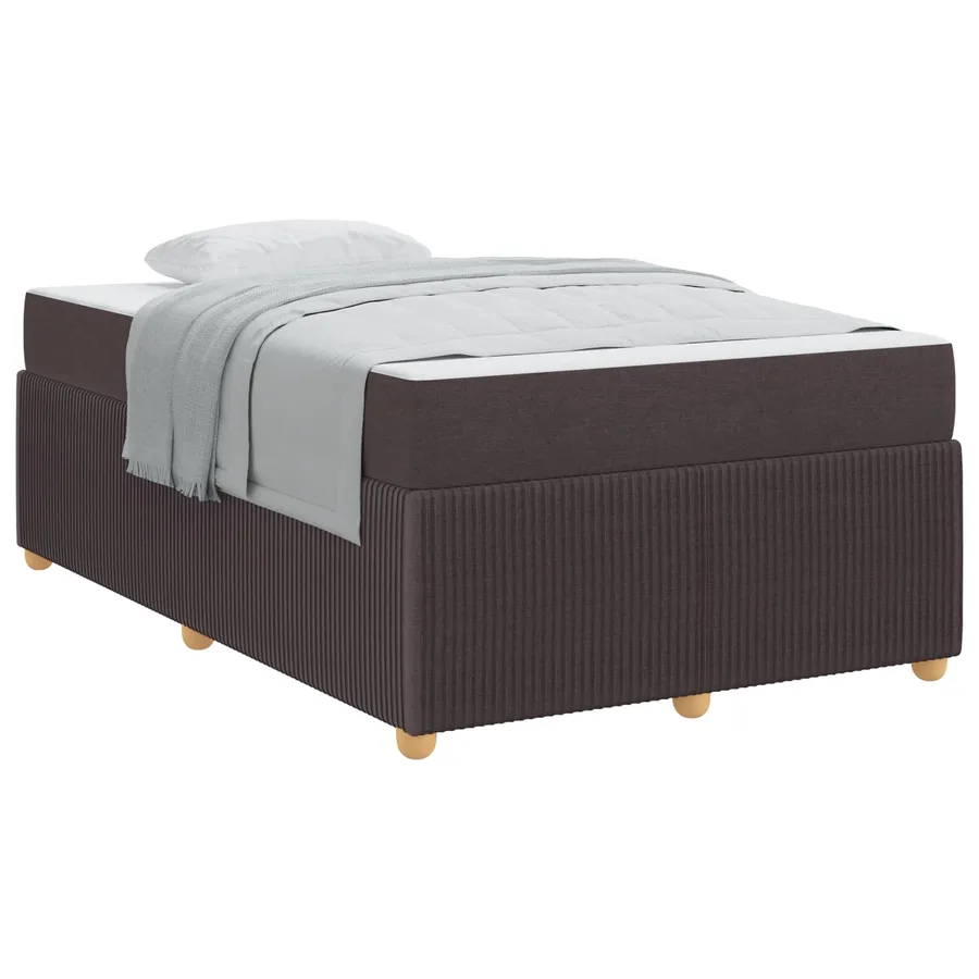 Cadre de lit avec matelas Marron foncé 120 x 190 cm tissu - 2