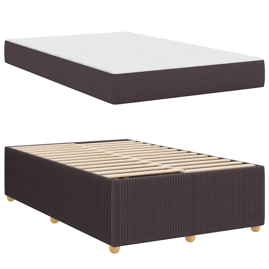 Cadre de lit avec matelas Marron foncé 120 x 190 cm tissu - 4