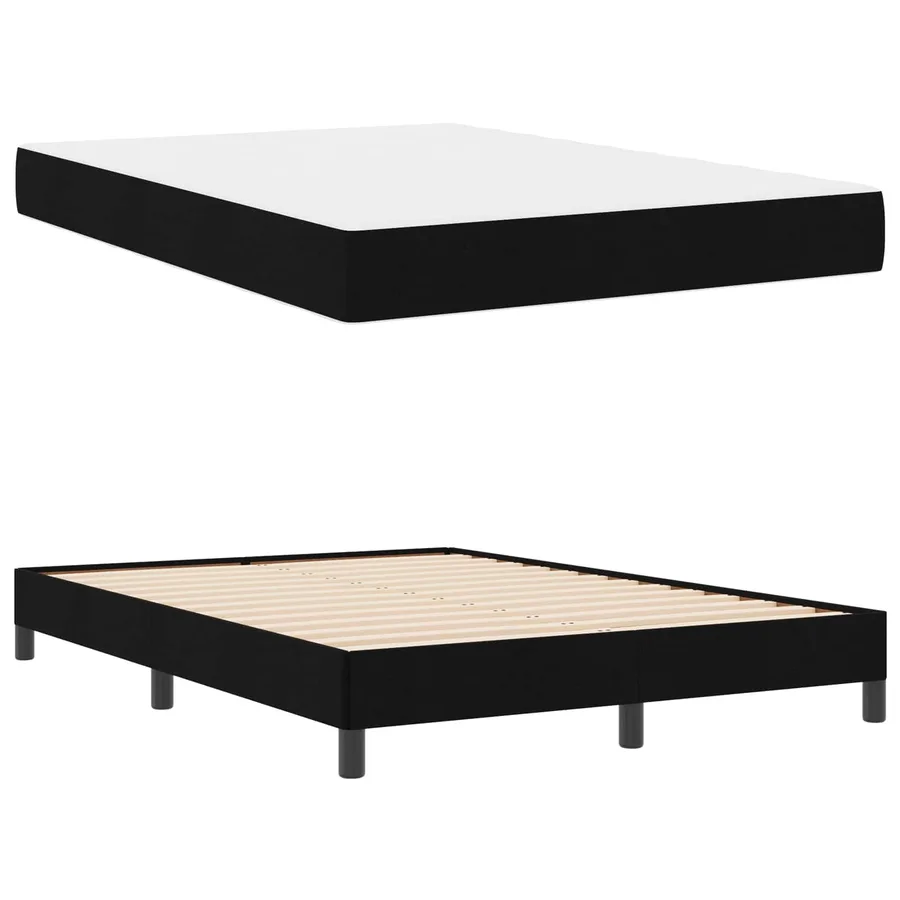 Lit à ressorts avec matelas Noir 160 x 200 cm tissu - 6