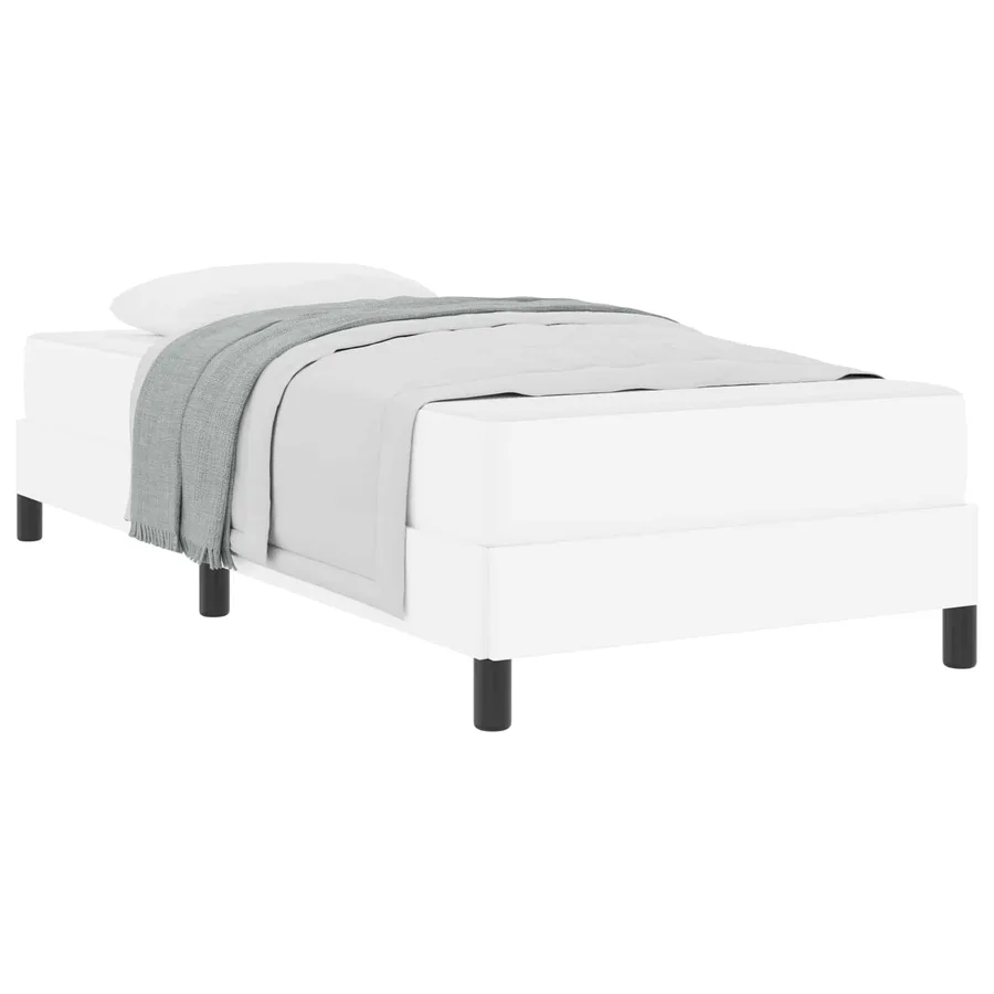 Cadre de lit avec matelas Blanc pur 90 x 190 cm tissu - 2