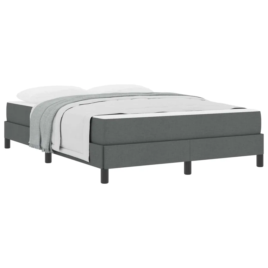 Lit à ressorts avec matelas Gris foncé 140 x 190 cm tissu - 2