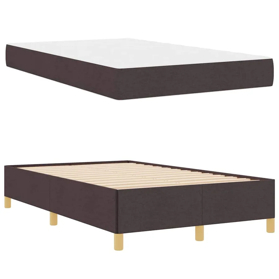 Cadre de lit avec matelas Marron foncé 120 x 190 cm tissu - 4