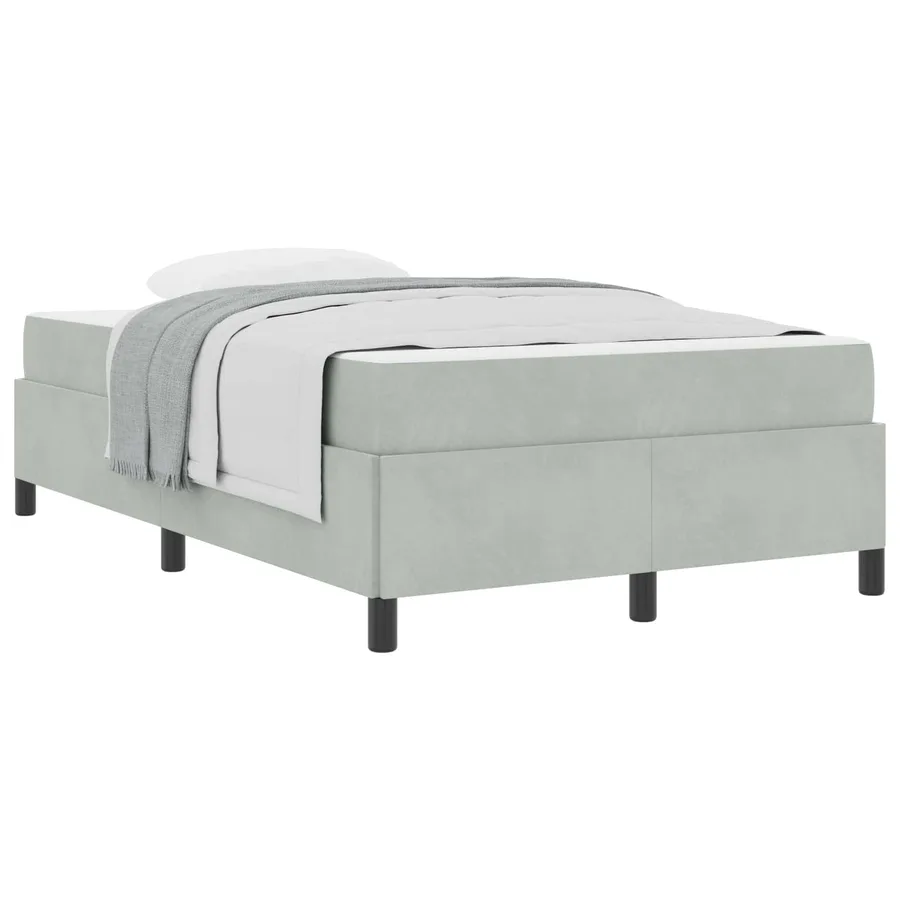 Cadre de lit avec matelas Gris clair 120 x 190 cm tissu - 2