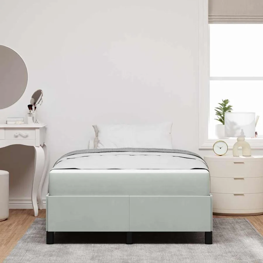 Cadre de lit avec matelas Gris clair 120 x 190 cm tissu - 3