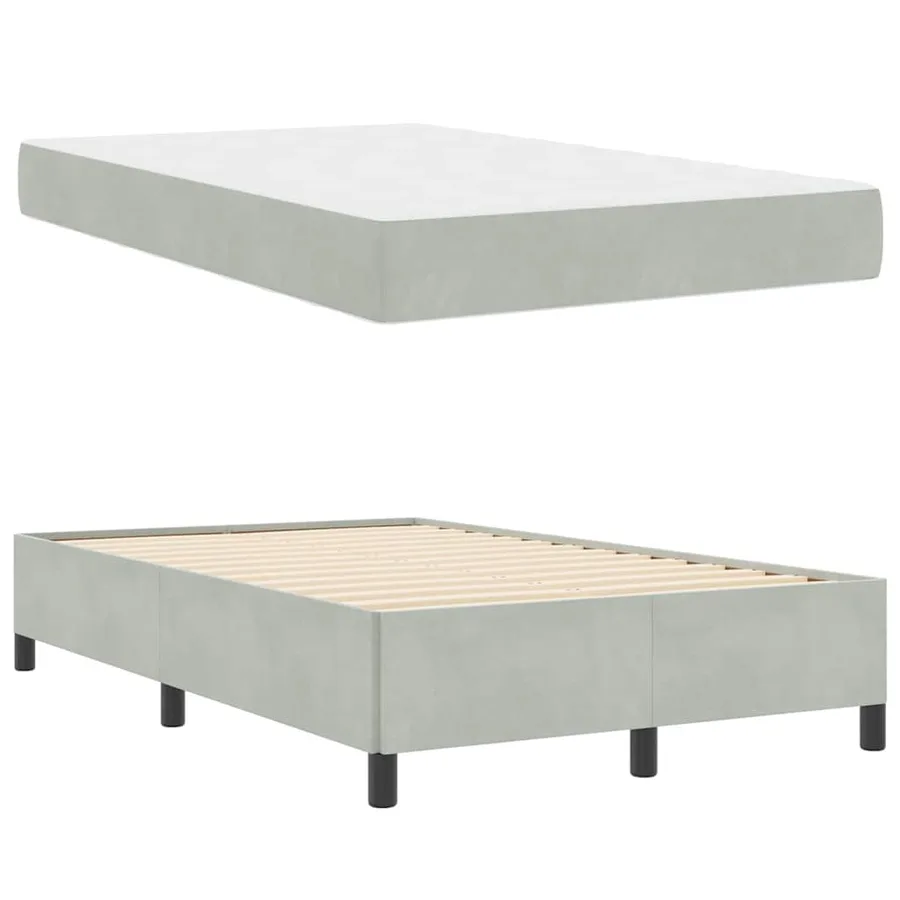 Cadre de lit avec matelas Gris clair 120 x 190 cm tissu - 4