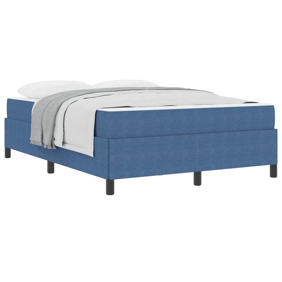 Cadre de lit avec matelas Bleu 160 x 200 cm tissu - 2