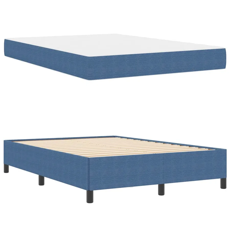 Cadre de lit avec matelas Bleu 160 x 200 cm tissu - 4