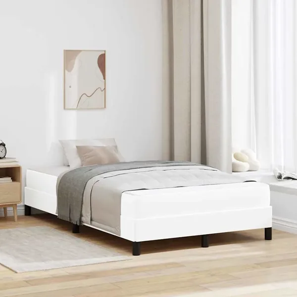 Cadre de lit avec matelas Blanc pur 120 x 190 cm tissu
