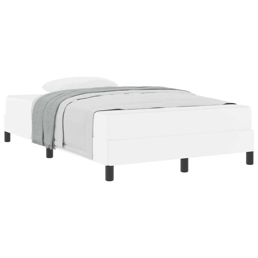 Cadre de lit avec matelas Blanc pur 120 x 190 cm tissu - 2