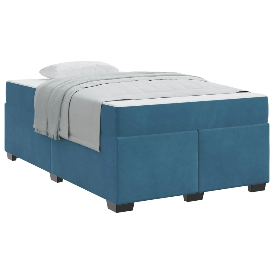 Cadre de lit avec matelas Bleu foncé 120 x 190 cm tissu - 2