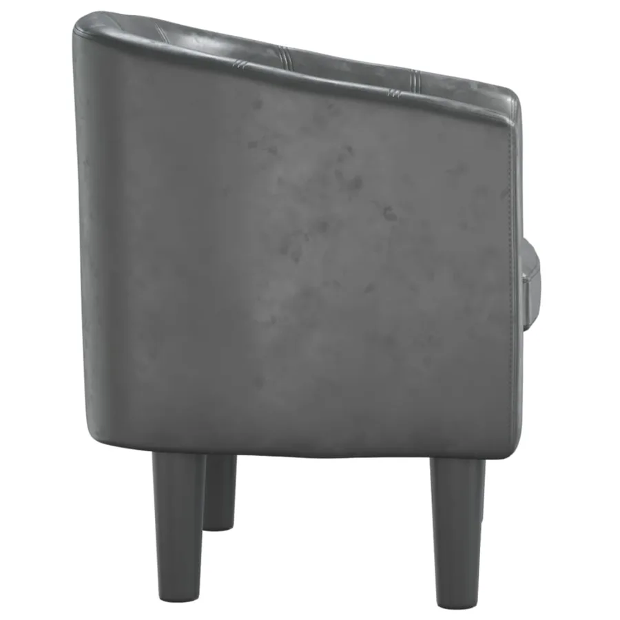 Fauteuil gris similicuir - 4