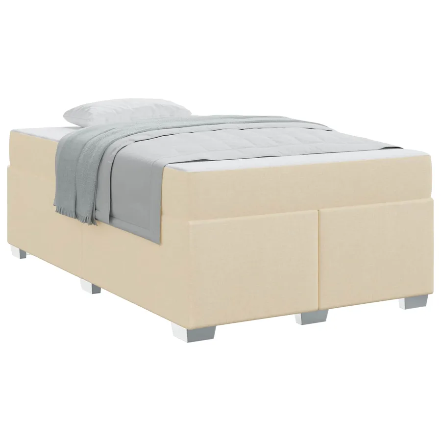 Cadre de lit avec matelas Crème 120 x 190 cm tissu - 2