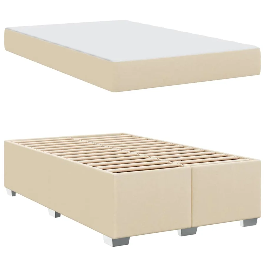 Cadre de lit avec matelas Crème 120 x 190 cm tissu - 4