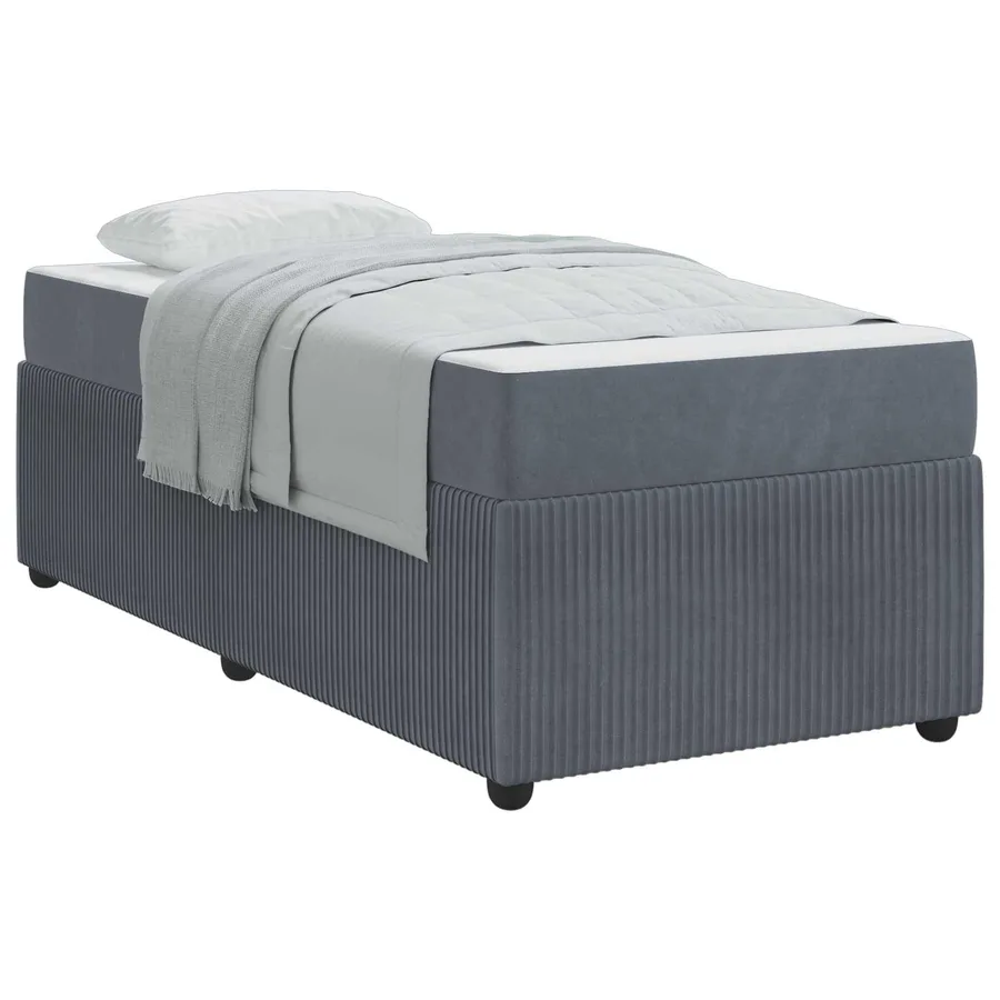 Cadre de lit avec matelas Gris foncé 80 x 200 cm tissu - 2