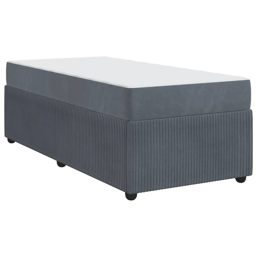 Cadre de lit avec matelas Gris foncé 80 x 200 cm tissu - 4