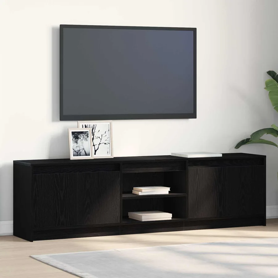 Unites TV 2 pcs Noir 180 x 34 x 50 cm Bois d'ingénierie