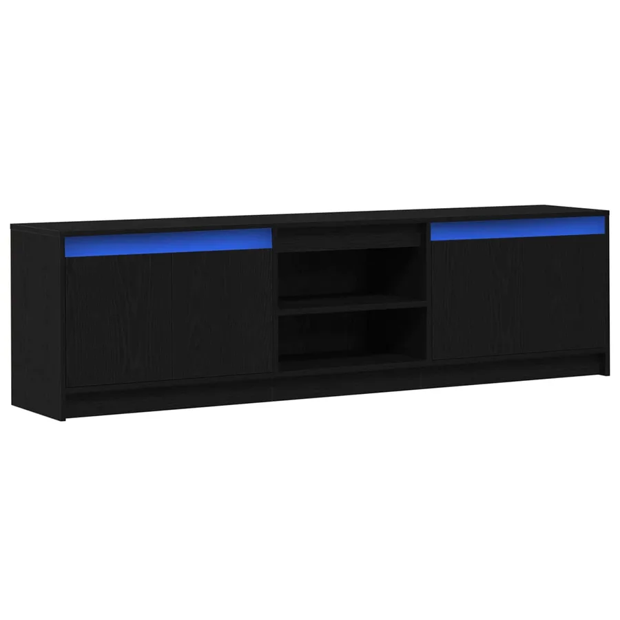 Unites TV 2 pcs Noir 180 x 34 x 50 cm Bois d'ingénierie - 2