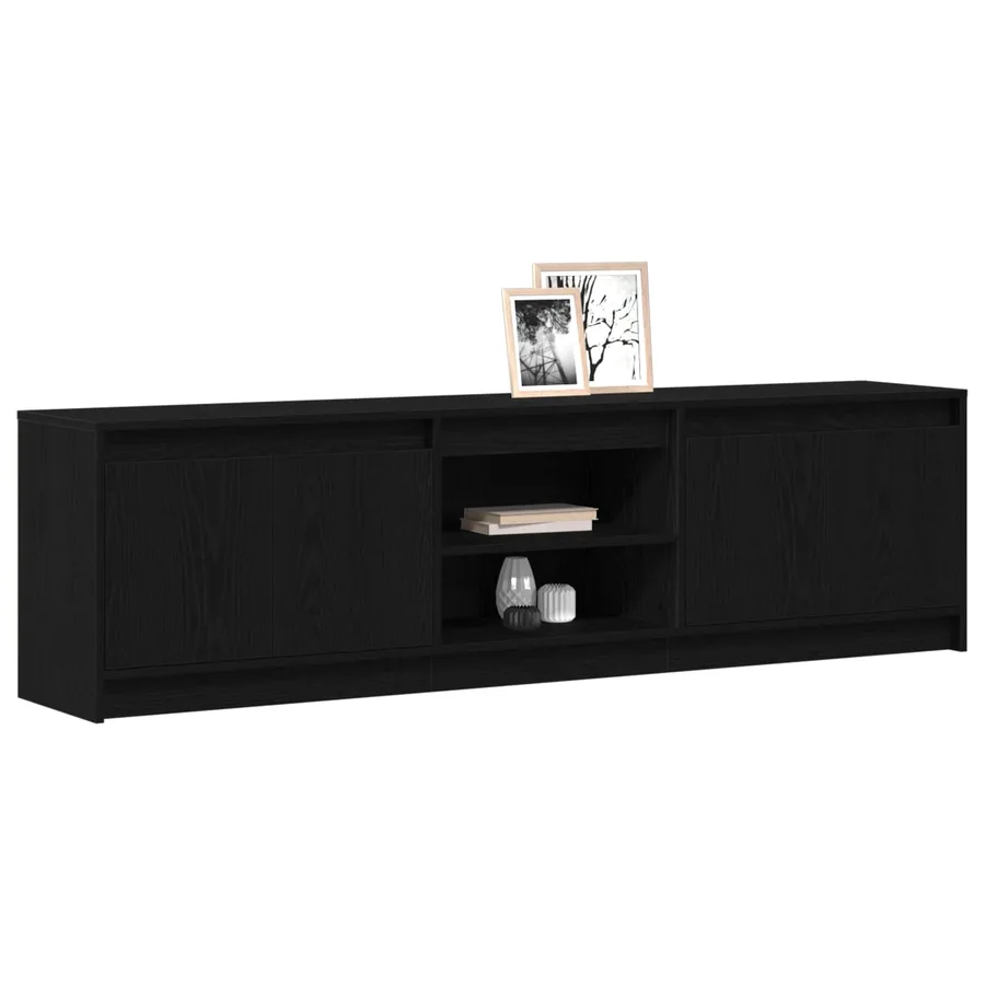 Unites TV 2 pcs Noir 180 x 34 x 50 cm Bois d'ingénierie - 3