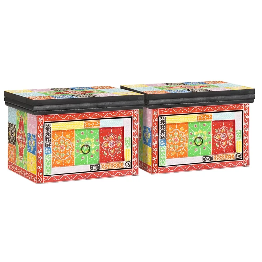 Cabinet de chevet avec tiroir 2 pcs Multicolore 40 x 30 x 28 cm - 7