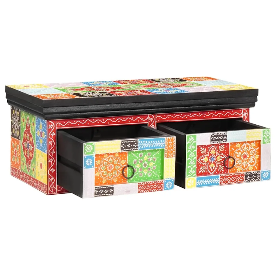 Meuble TV Multicolore 60 x 30 x 24 cm Bois de manguier massif