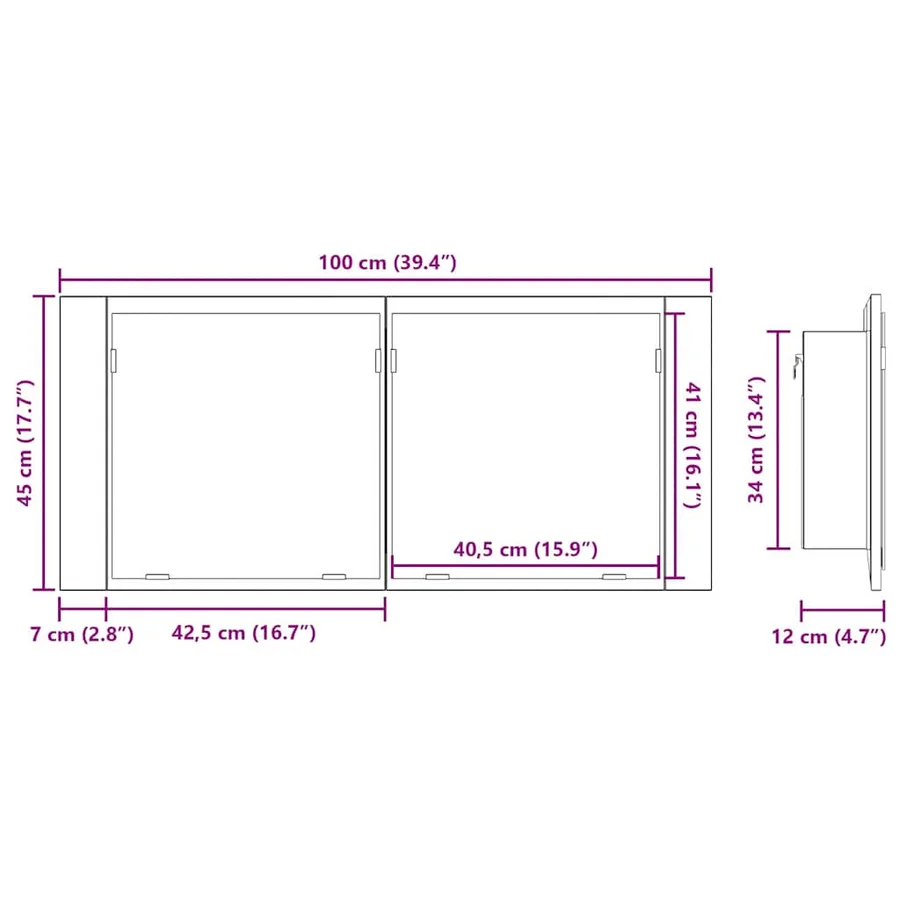 Cabinet Miroir LED Chêne artisanal 100 x 12 x 45 cm - 15
