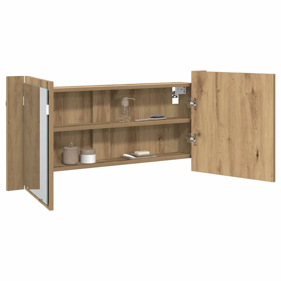 Cabinet Miroir LED Chêne artisanal 100 x 12 x 45 cm - 3