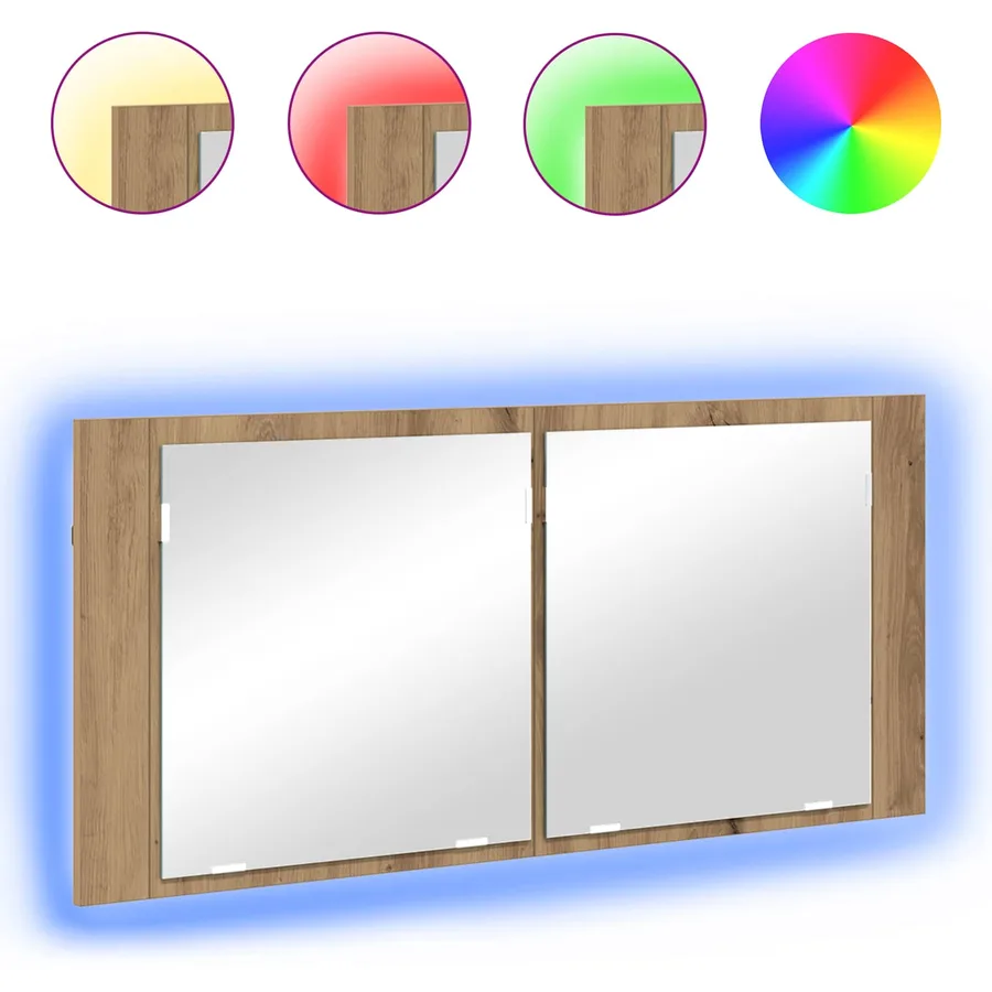 Cabinet Miroir LED Chêne artisanal 100 x 12 x 45 cm - 4