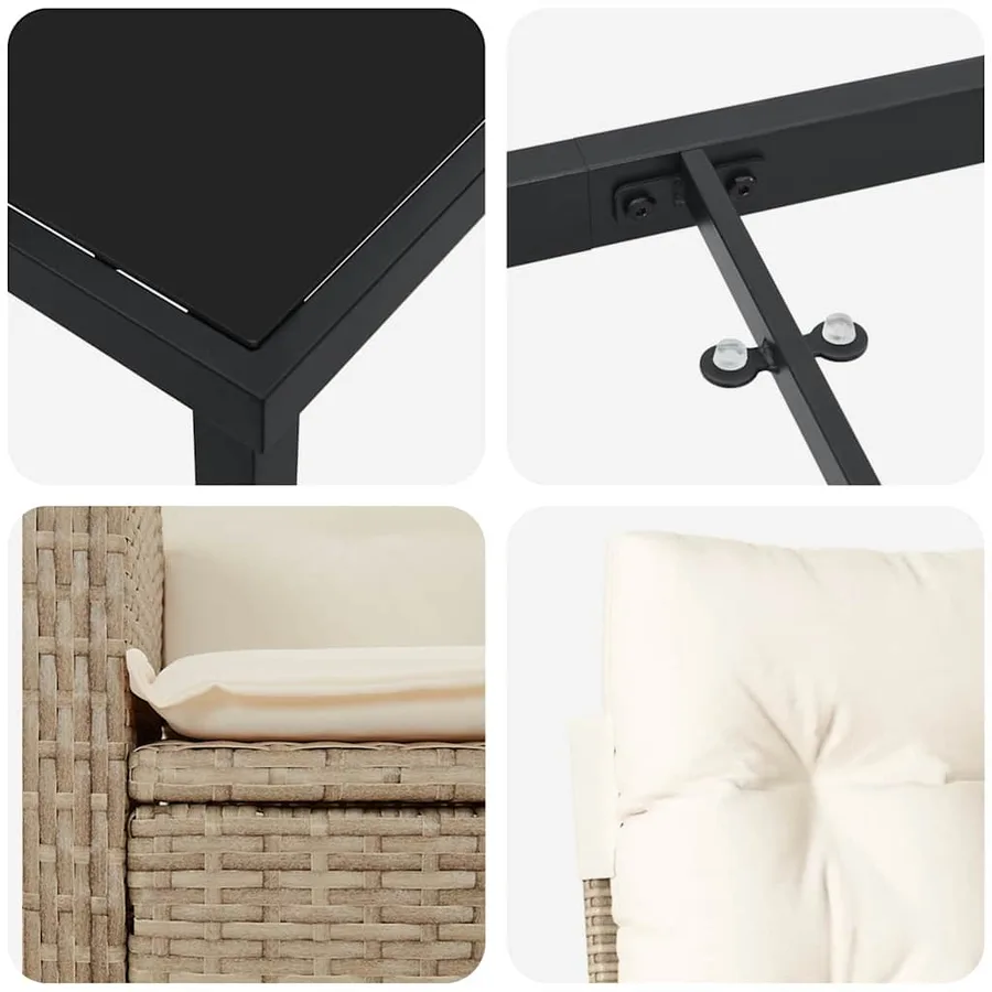 Ensemble de salle à manger pour jardin 9 pcs Beige polyrotin - 9