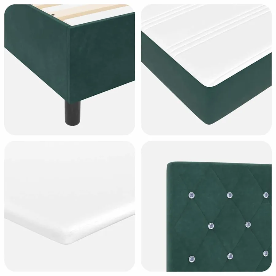 Lit à ressort LED avec matelas Vert foncé 200 x 200 cm Velours - 9