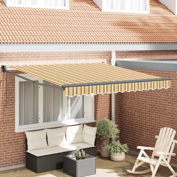 Auvent rétractable Multicolore 350 x 250 cm Polyester et métal