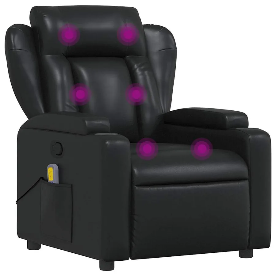 Fauteuil de massage inclinable Noir Similicuir - 2