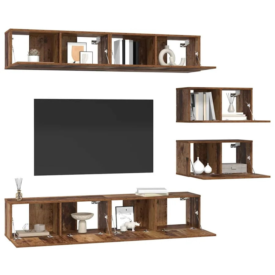 Ensemble meuble TV 6 pcs Bois Ancien Bois d'ingénierie - 3