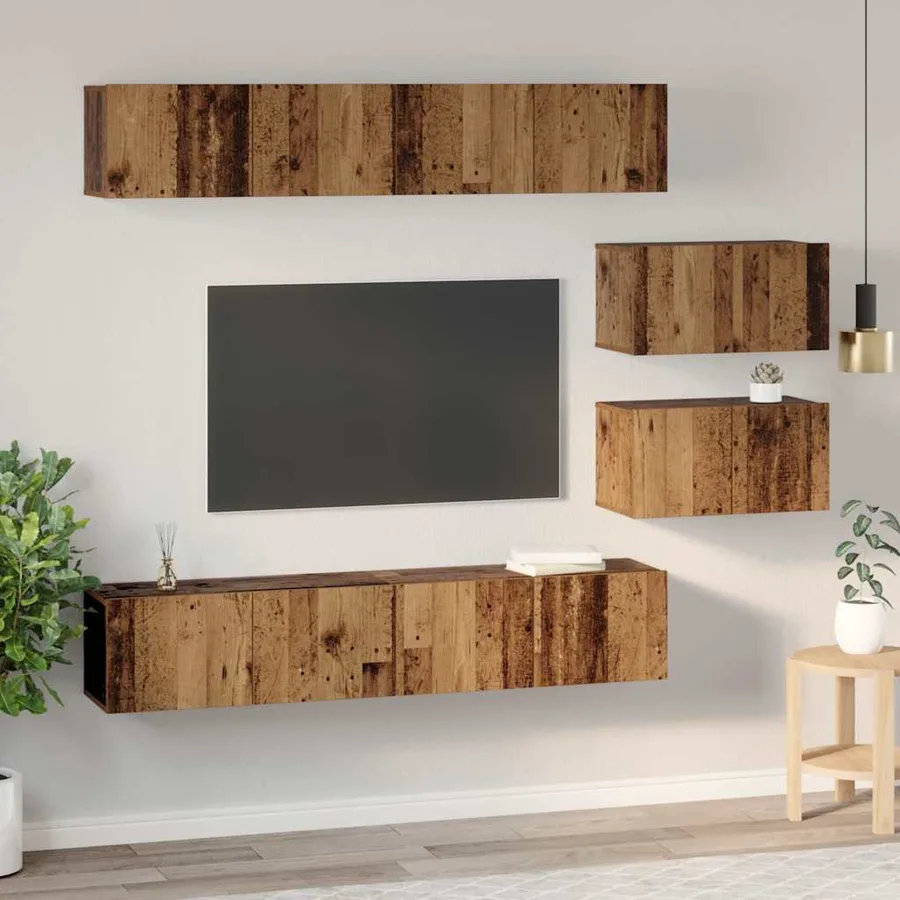 Ensemble meuble TV 6 pcs Bois Ancien Bois d'ingénierie - 4