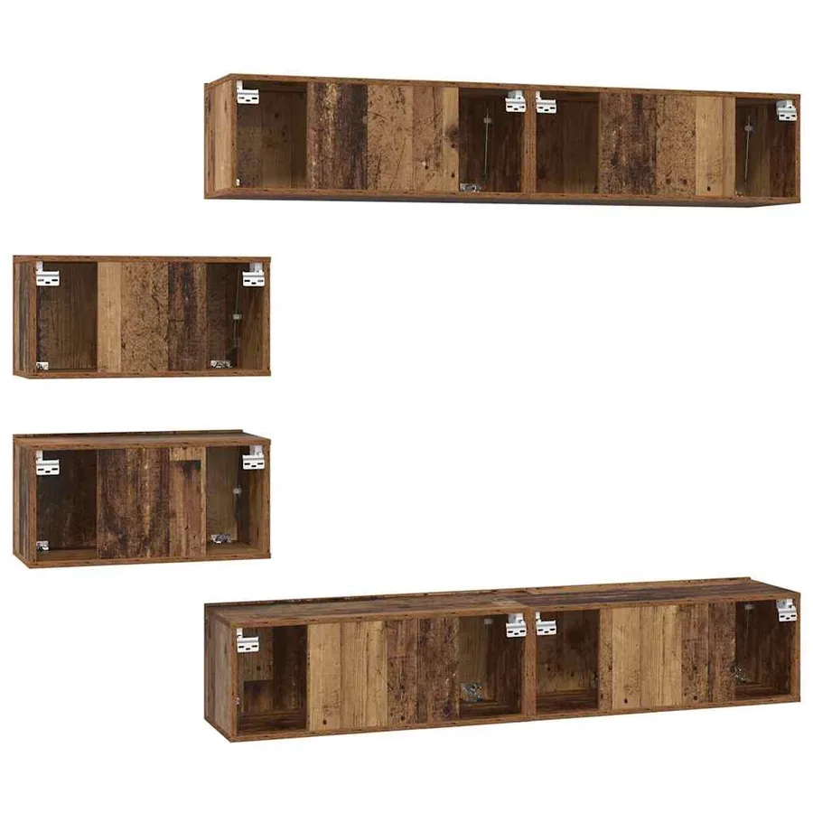 Ensemble meuble TV 6 pcs Bois Ancien Bois d'ingénierie - 9