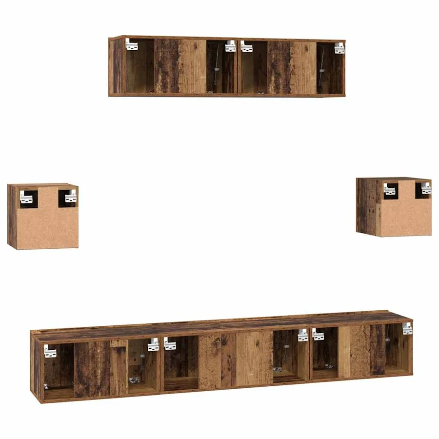 Ensemble meuble TV 7 pcs Bois Ancien Bois d'ingénierie - 10