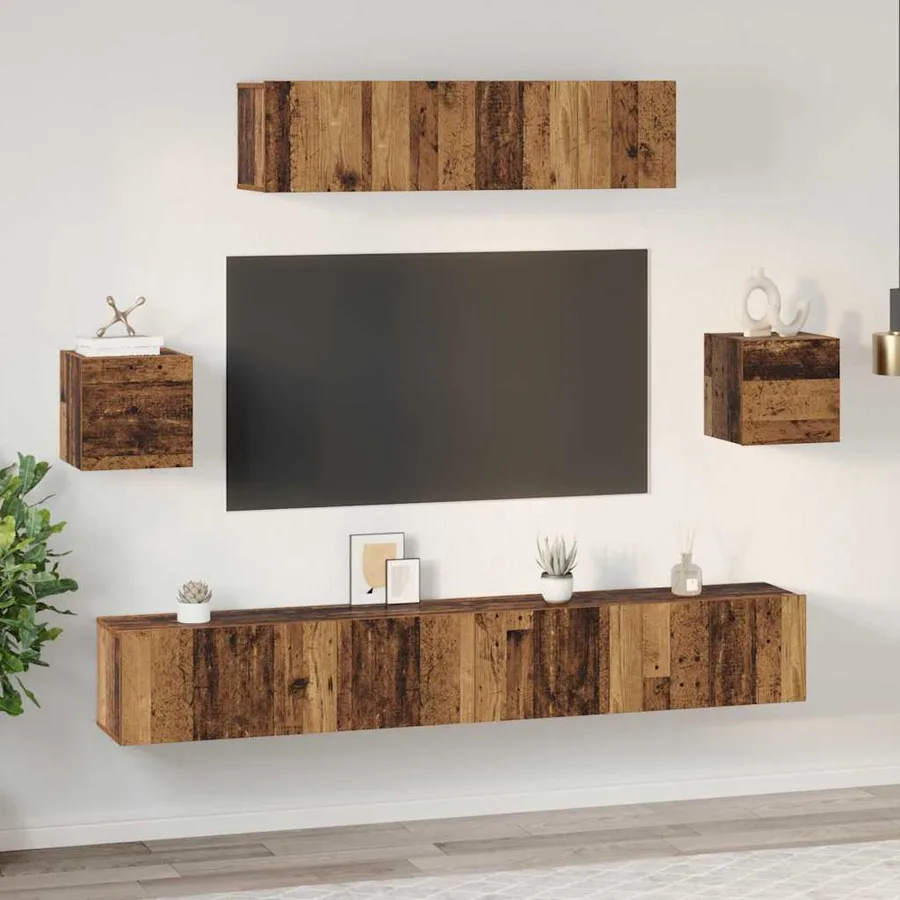 Ensemble meuble TV 7 pcs Bois Ancien Bois d'ingénierie - 4