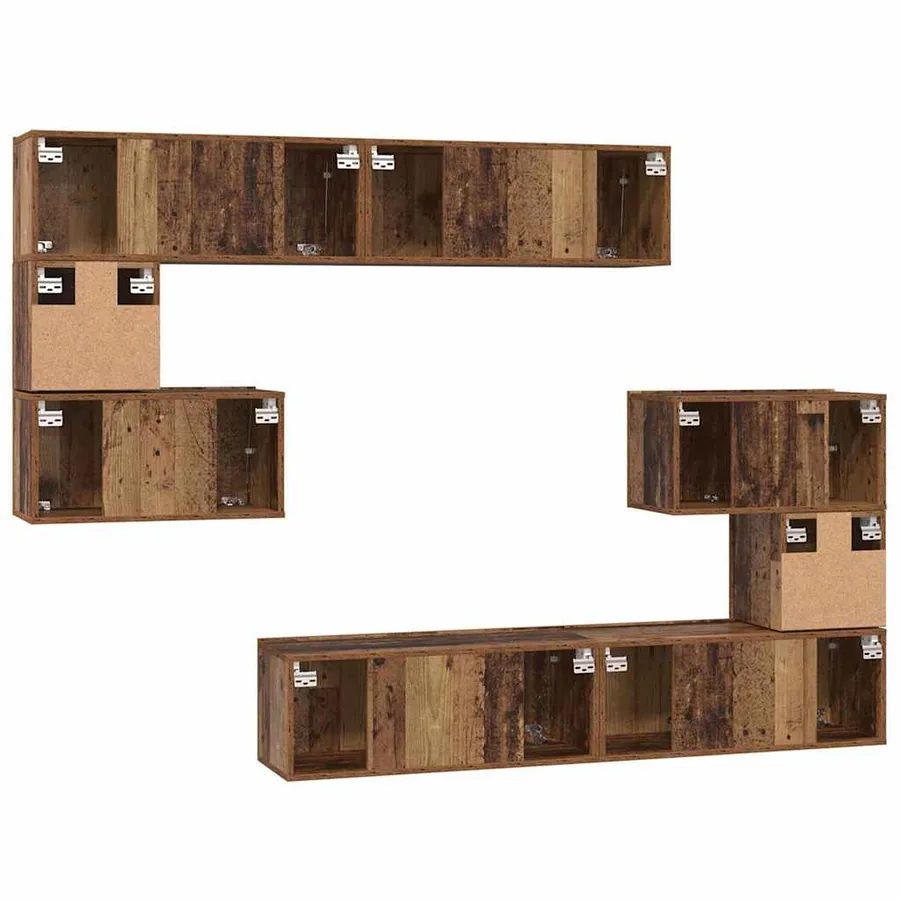 Ensemble meuble TV 8 pcs Bois Ancien Bois d'ingénierie - 10