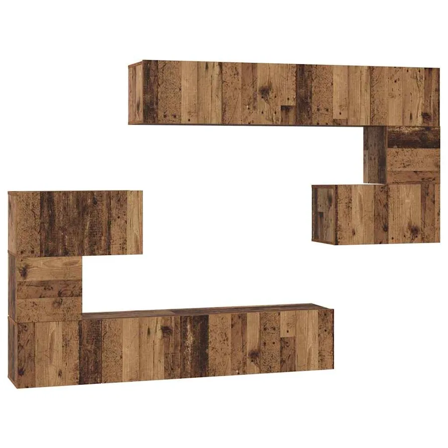 Ensemble meuble TV 8 pcs Bois Ancien Bois d'ingénierie - 2