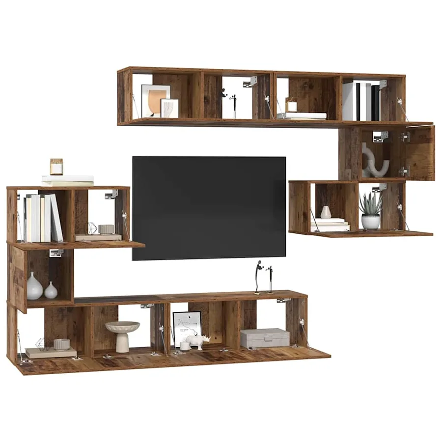 Ensemble meuble TV 8 pcs Bois Ancien Bois d'ingénierie - 3