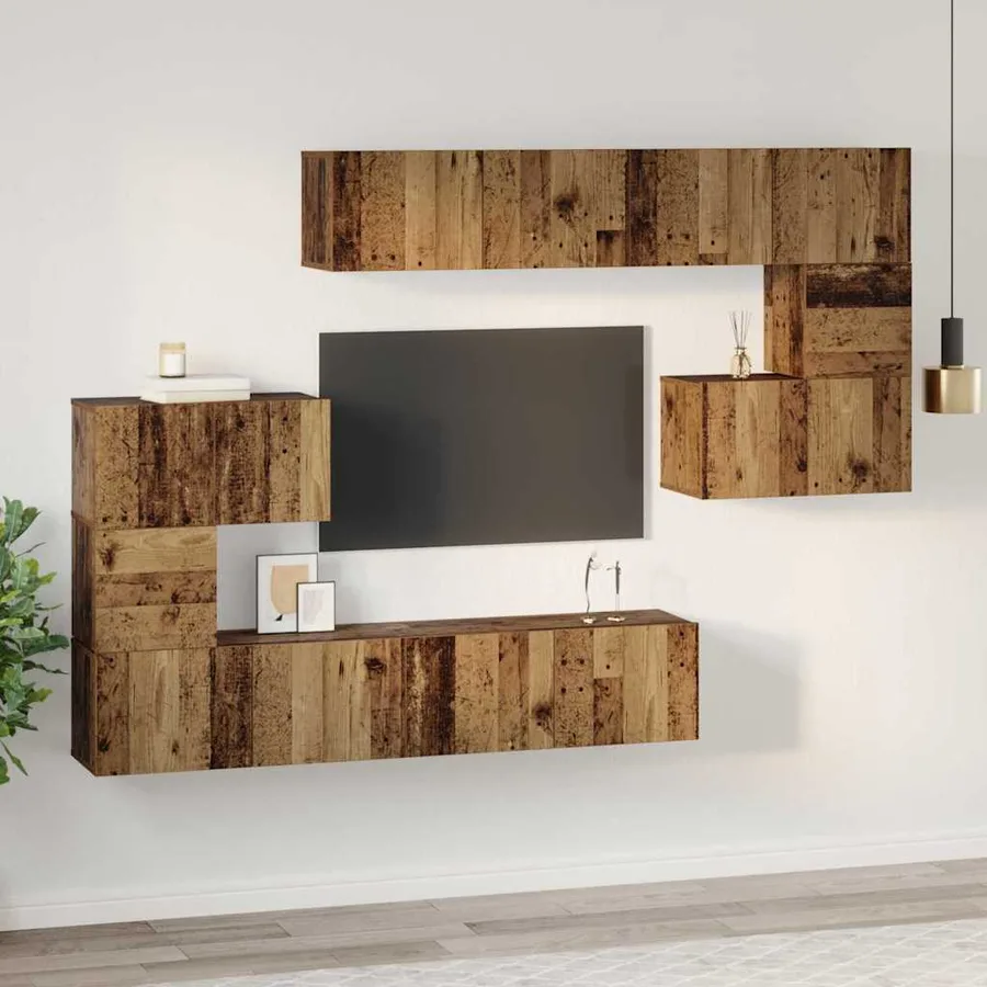 Ensemble meuble TV 8 pcs Bois Ancien Bois d'ingénierie - 4
