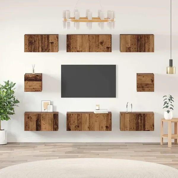 Ensemble meuble TV 8 pcs Bois Ancien Bois d'ingénierie