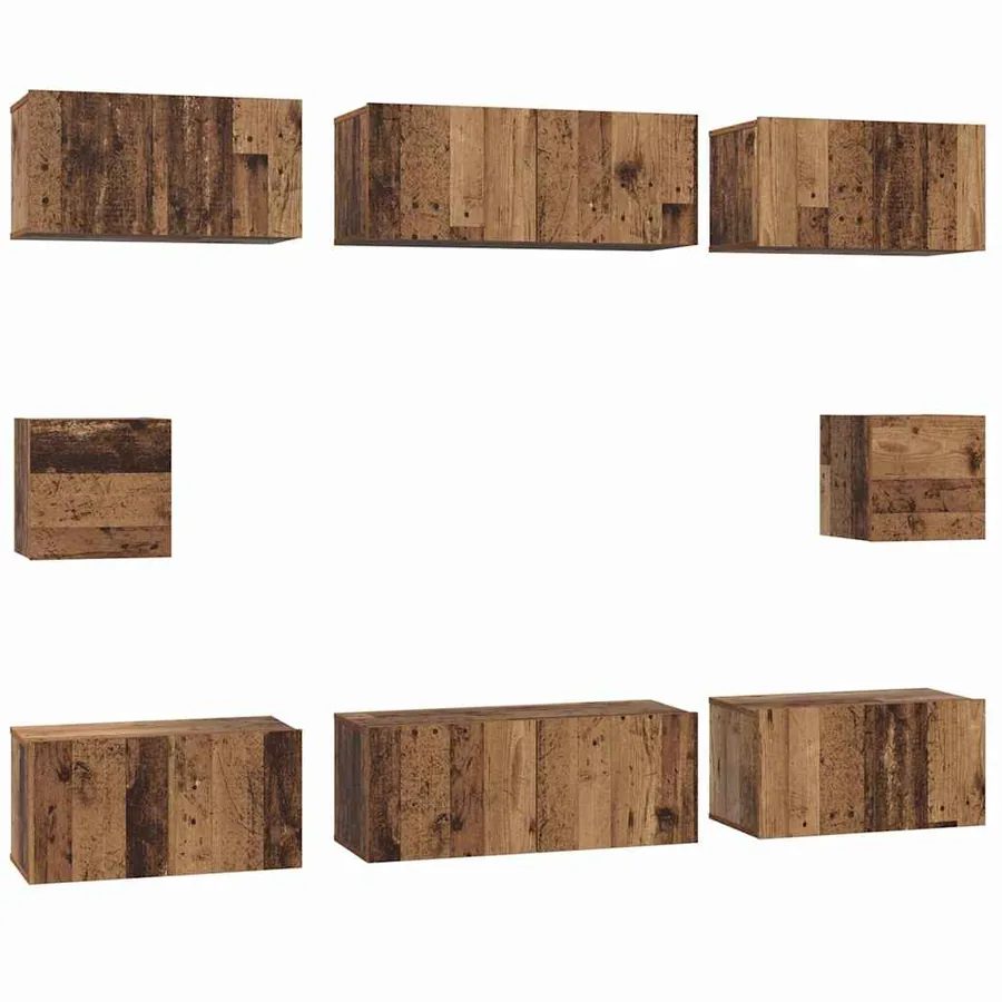 Ensemble meuble TV 8 pcs Bois Ancien Bois d'ingénierie - 2