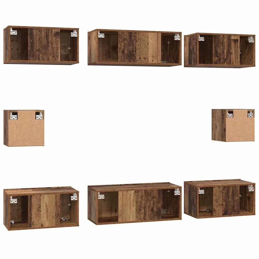 Ensemble meuble TV 8 pcs Bois Ancien Bois d'ingénierie - 8