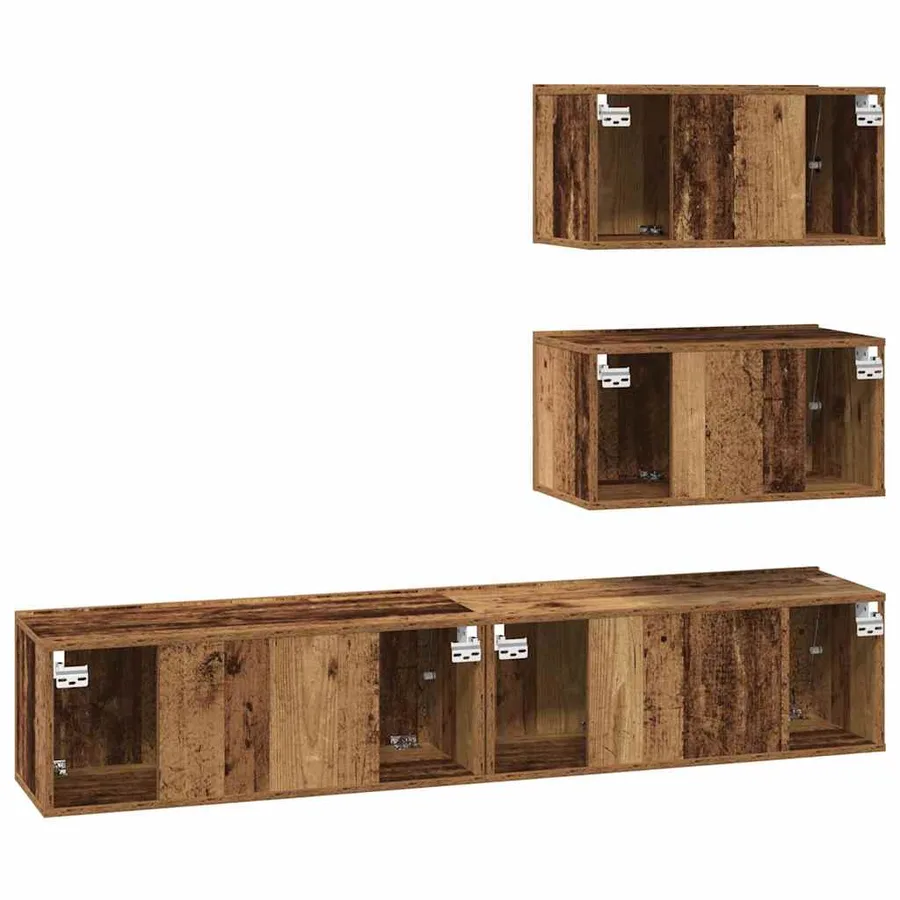 Ensemble meuble TV 4 pcs Bois ancien Bois d'ingénierie - 9